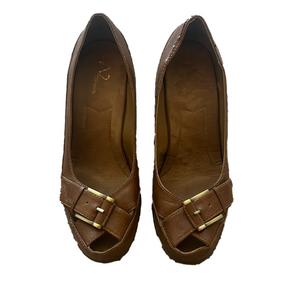 a2 by aerosole farewell brown woven wedge heels